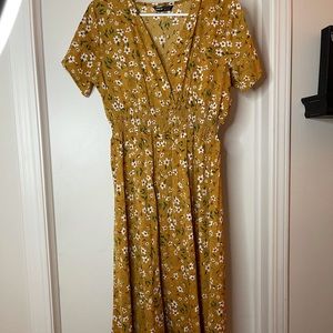 Yellow Floral Shein Midi Dress Size L